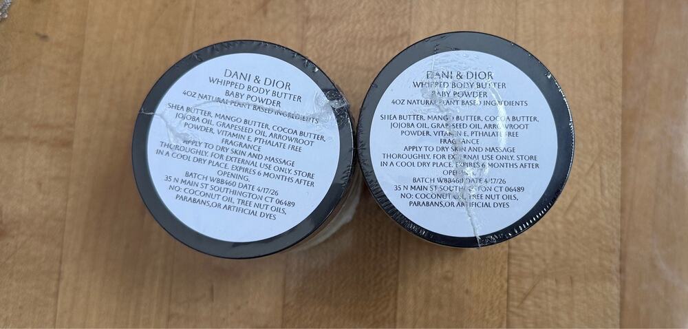 2 Pack Dani & Dior Whipped Body Butter 4oz. Baby Powder Scent New